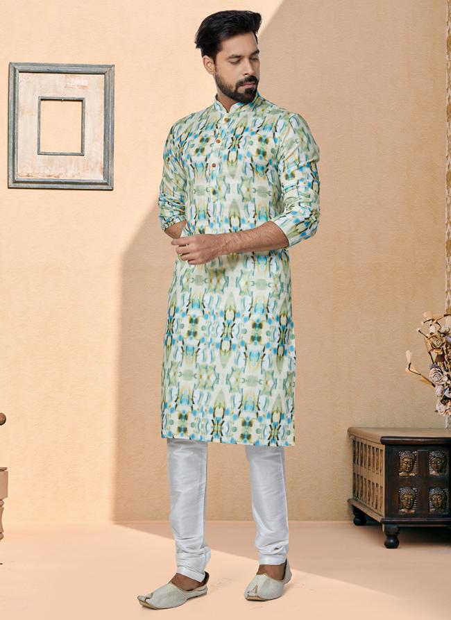 Dhupion Silk Multi Color Festival Wear Printed Readymade Kurta Pajama